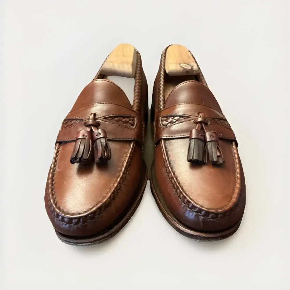 Allen Edmonds Maxfield Tassel Loafers Brown Leather Shoes 47716 Men's 8.5 B